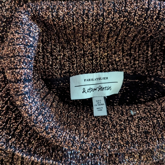 & Other Stories Metallic Copper Turtleneck Sweater Size S - Picture 2 of 3